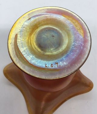 Antique Louis Comfort Tiffany Glass Gold Favrile Floriform Iridescent Vase Dish 9