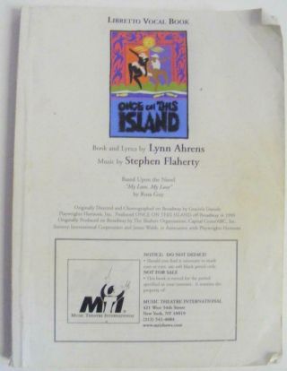 Once On This Island Broadway Musical Rare Libretto Vocal Book Tony Winner