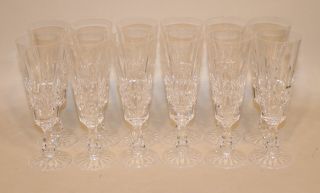 12 Waterford Irish Crystal Cut Glass Kylemore 7 - 7/8 Inch Fluted Champagne Flutes