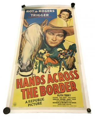 Roy Rogers Hands Across The Border Vintage Movie Poster,  1944