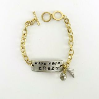 Miranda Lambert Unlabeled Silver And Gold - Colored " Hide Your Crazy " Bracelet