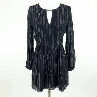 Miranda Lambert Amuse Society Black Metallic Striped Long Sleeve Dress Size M