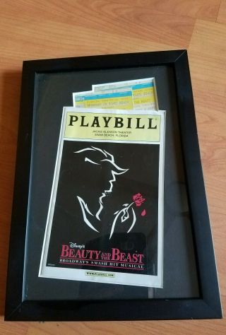 Playbill,  Beauty And The Beast Ticket Stubs Framed 2002 Jackie Gleason,  Miami