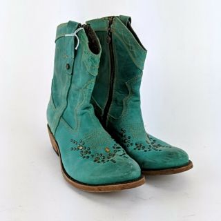 Miranda Lambert Unknown Turquoise Studded Side Zipper Ankle Boots Size 8.  5