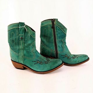 Miranda Lambert Unknown Turquoise Studded Side Zipper Ankle Boots Size 8.  5 2