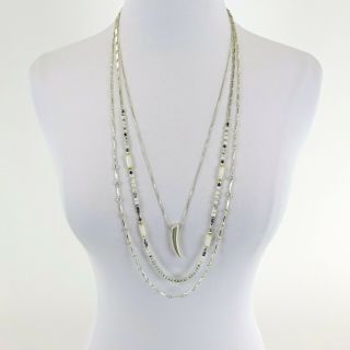 Miranda Lambert Stella & Dot Silver - Color Horn Three Strand Long Necklace