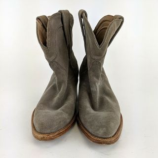 Miranda Lambert TECOVAS Grey Leather Stacked Heel Ankle Boots Size 8.  5 B 2