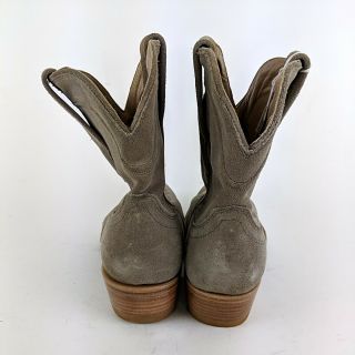 Miranda Lambert TECOVAS Grey Leather Stacked Heel Ankle Boots Size 8.  5 B 3