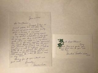 Ernestine Wade " Sapphire " Amos N Andy Autographed Signed Als Letter & Card 1975