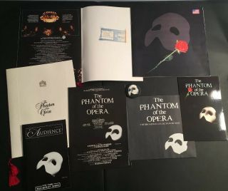 2 1988 Phantom Of The Opera York Programs 5 Inserts 1 Ticket Stub 1 Button