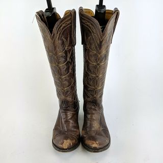 Miranda Lambert OLD GRINGO Brown Leather Stacked Heel Boots Size 8.  5 B 3