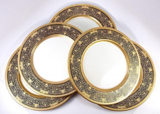 Set of 5 Stunning Lenox Raised Gold Enamel & Cobalt 10 3/8 