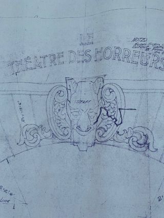 VTG HORROR MOVIE STAGE PROP BLUEPRINT POSTER 1935 MAD LOVE THEATER OF HORROR 10