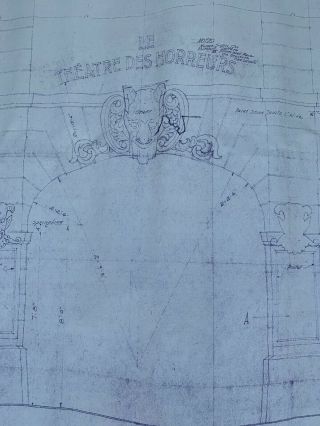 Vtg Horror Movie Stage Prop Blueprint Poster 1935 Mad Love Theater Of Horror