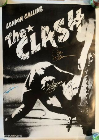 The Clash London Calling Poster Autographed By Jones Strummer Simonon Headon