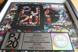 Pearl Jam - USA RIAA Platinum DVD Award / Twenty - 4