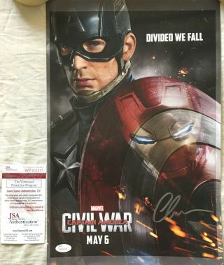 Chris Evans Autographed Signed Captain America Civil War 11x17 Movie Poster Jsa