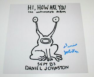 Singer Daniel Johnston Signed 12x12 Album Flat Photo W/coa Proof Hi How Are You