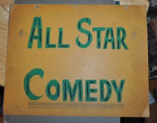 Vintage Hand Painted All Star Comedy 1950s Movie Theater Advertising Sign