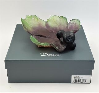 Daum France Vide Poche Figues Pate De Verre Fig Dish Bowl Purple & Green Crystal