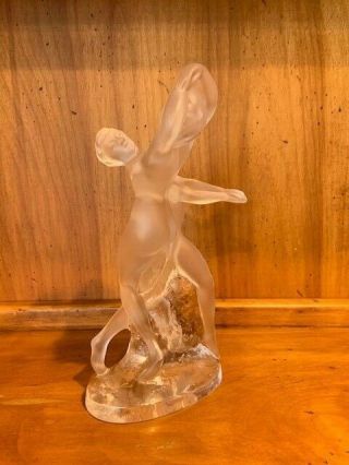 Lalique Crystal France “deux Danseuses” Two Nude Female Dancers Figurine 11909