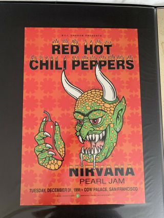 Red Hot Chili Peppers Nirvana Pearl Jam Bgp51 Bill Graham 1991 Poster 1st Print