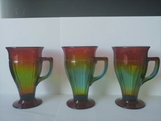 Cambridge Glass Rubina Handled Tumbler / Mug 3 Pc.  Set Rare