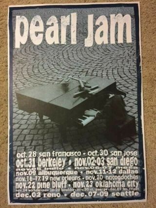 Pearl Jam Ames Bros 1993 West Coast Fall Tour Poster Eddie Vedder