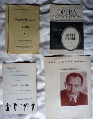 Four Concert Programs 1940s - 1950s - Vladimir Horowitz - Classical Music Pianist
