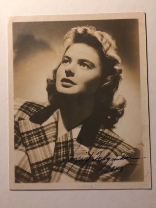 Ingrid Bergman Rare Early Vintage Autographed Photo Casablanca 1945