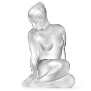 Lalique Nude Crystal Figurine Signed Frosted Glass Women Flore Goddess Flora Mib