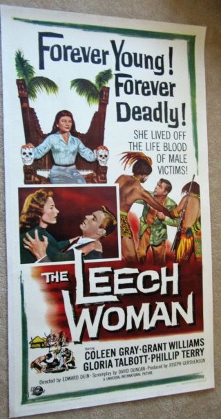 Leech Woman 1960 3sht Movie Poster Linen Coleen Gray Ex