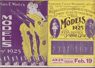 Nyra Brown Johnnie Getz George E.  Wintz Vaudeville Program 1925 Aiken Theatre