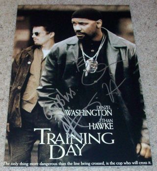 Denzel Washington & Ethan Hawke Signed Autograph Training Day 12x18 Photo Wproof