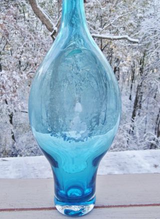 RARE Wayne Husted Blenko 5419 Pinched Indented Decanter MCM Art Glass Bottle 2
