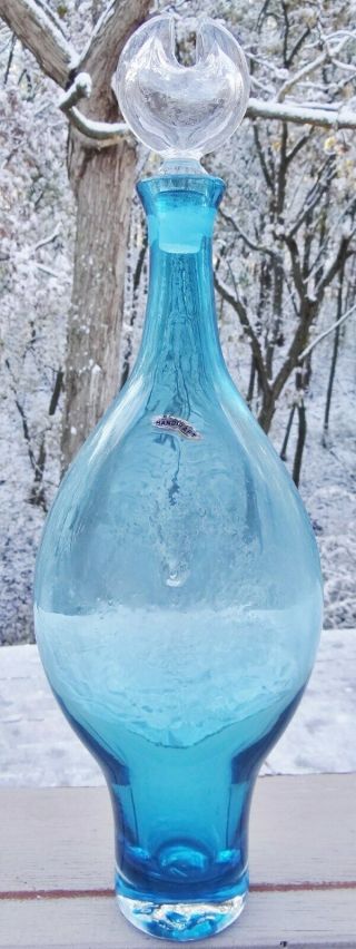 RARE Wayne Husted Blenko 5419 Pinched Indented Decanter MCM Art Glass Bottle 4