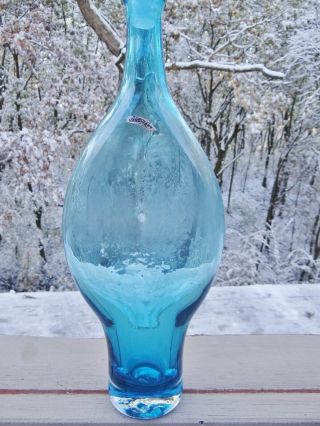 RARE Wayne Husted Blenko 5419 Pinched Indented Decanter MCM Art Glass Bottle 6