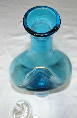 RARE Wayne Husted Blenko 5419 Pinched Indented Decanter MCM Art Glass Bottle 8