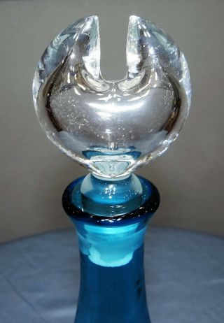 RARE Wayne Husted Blenko 5419 Pinched Indented Decanter MCM Art Glass Bottle 9