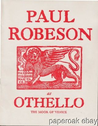 1943 Paul Robeson As Othello Theatre Guild Production Program