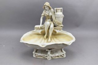 Royal Dux Bohemia Hampel Porcelain Shell Bowl Figurine Shell Woman Vase Signed