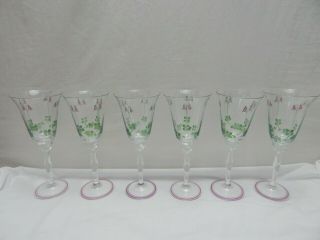 Vtg Orrefors Crystal Glassware Linnea Pattern 6 Wine Glasses