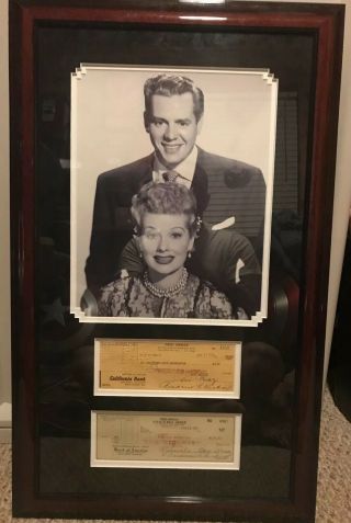 Lucille Ball Desi Arnaz Hand Signed Framed Check Display Autograph 29x18 W/