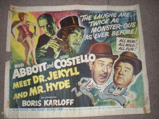 Vintage Abbott & Costello Meet Dr Jekyll & Mr.  Hyde 1953 Half Sht Poster