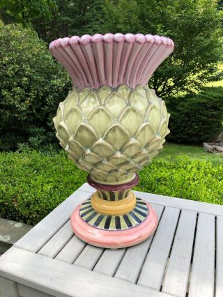 Mackenzie Childs Large Artichoke Planter Urn Vase 18.  5 X 11