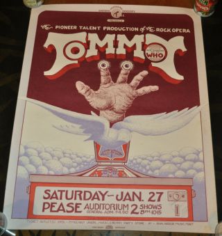 Rare The Who Tommy Pease Auditorium Eastern Michigan University Poster