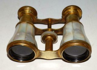EDWARDIAN MOTHER OF PEARL AND BRASS OPERA GLASSES,  1900 - 1910. 4