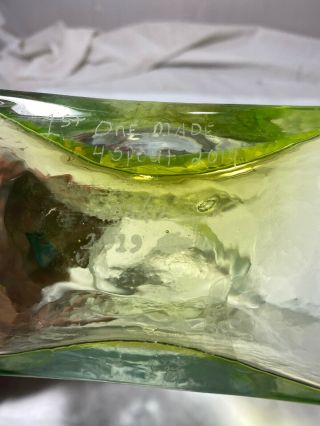 Blenko Glass 1st One Made 4 Spout Water Bottle 384 URANIUM GLOWES 11