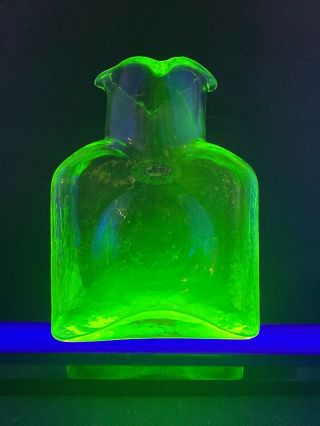 Blenko Glass 1st One Made 4 Spout Water Bottle 384 Uranium Glowes