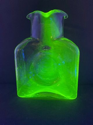 Blenko Glass 1st One Made 4 Spout Water Bottle 384 URANIUM GLOWES 2
